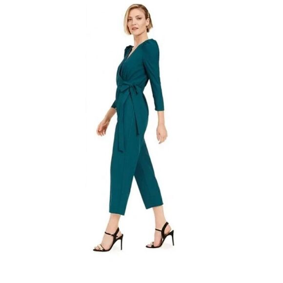 Julia Jordan Women's Puff Shoulder Jumpsuit Green - Picture 1 of 5